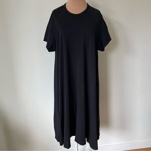 Kedem Sasson Lagenlook Black Viscose Short Sleeve Crew Neck Midi Dress EUC 1/12